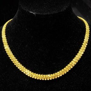 18k Gold Technibond Diamond Cut Riccio Polished Soarkle Necklace vintage HSN